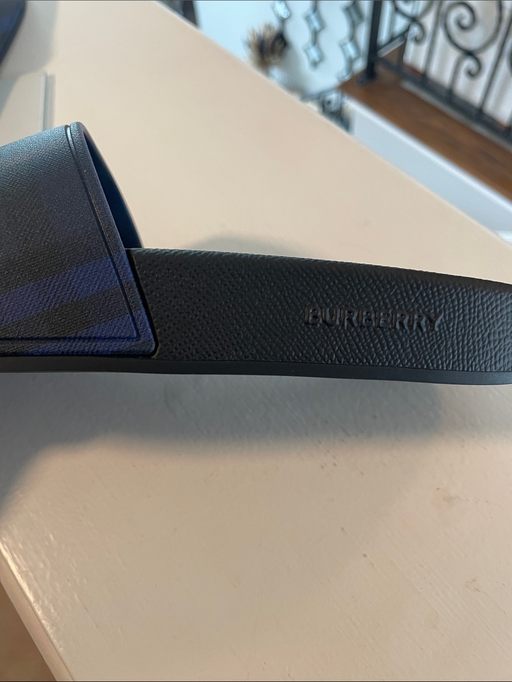 Burberry Midnight Navy Check Slide Sandals (unisex) - Picture 8 of 11